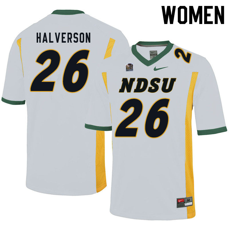 Women #26 Jacob Halverson North Dakota State Bison College Football Jerseys Sale-White - Click Image to Close